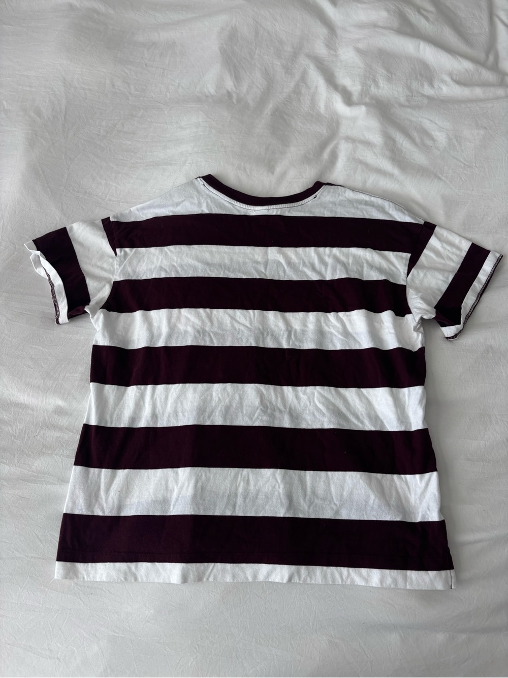 Old Navy Burgundy & White Striped Tee Large Tall - Picture 5 of 5
